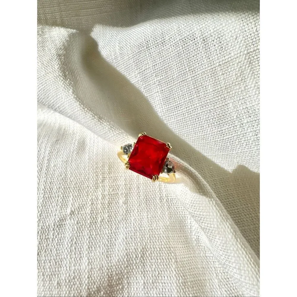 Cherry red cocktail ring